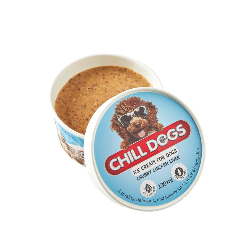 Chill Dogs Chubby Chicken Liver Box 4 Cups x 130ml Ice Cream for Dogs